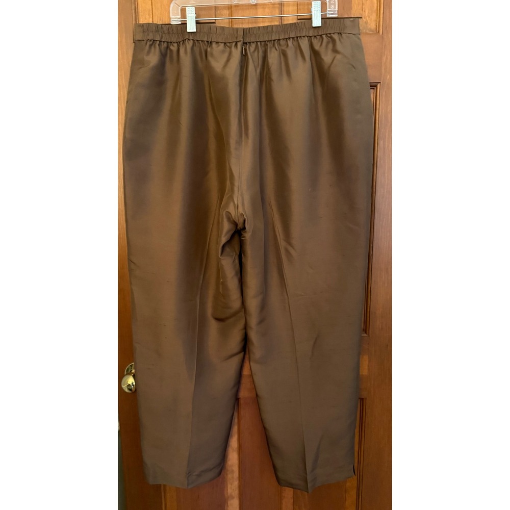 Adrianna Papell 2-PC 100% Silk Pant Set Womens Brown Size 20W Wedding Holiday - Picture 6 of 14